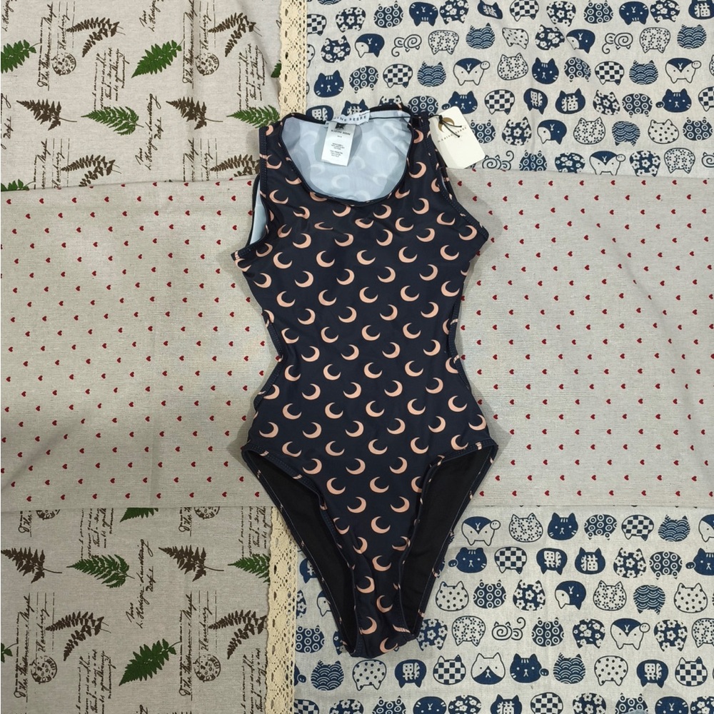 Marine Serre Navy Crescent Moon One-Piece Swimsuit
